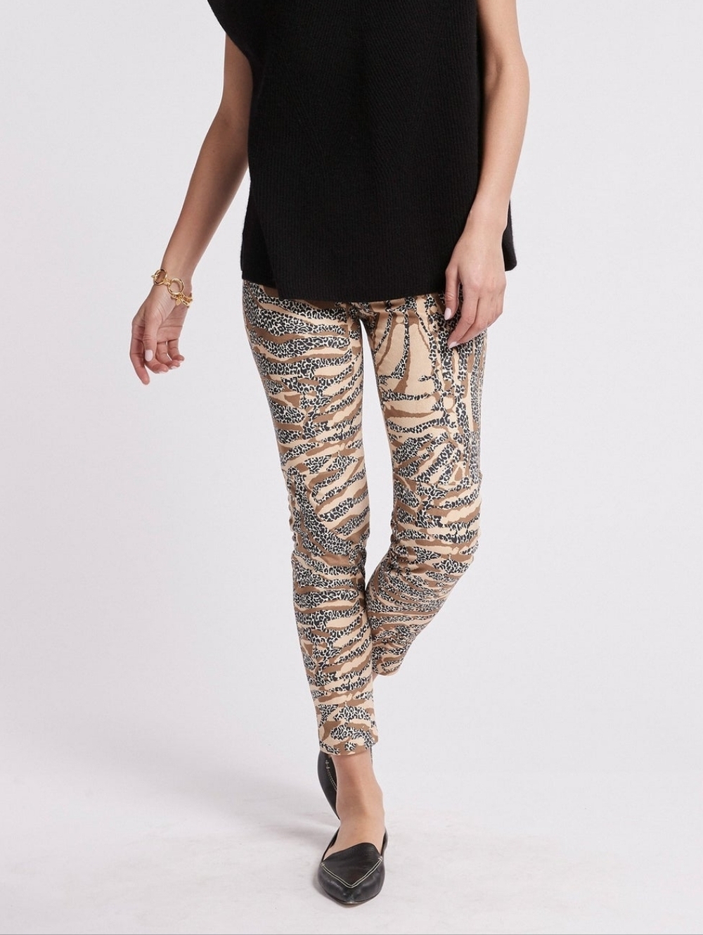 S Tyler Boe Animal Print Stretchy Faux Suede Pants
